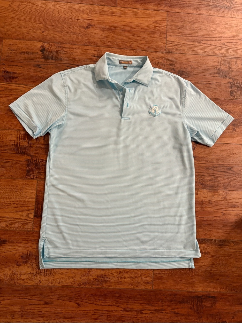 Peter Millar Summer Comfort Carnoustie Golf Links Polo Shirt M Blue Stripe